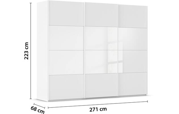 Goossens kledingkast finca combi glans mat glas wit hoogwaardig meubelplaat - 8244368-{merk}-finca-combi-sts-wit-schuifdeuren-03
